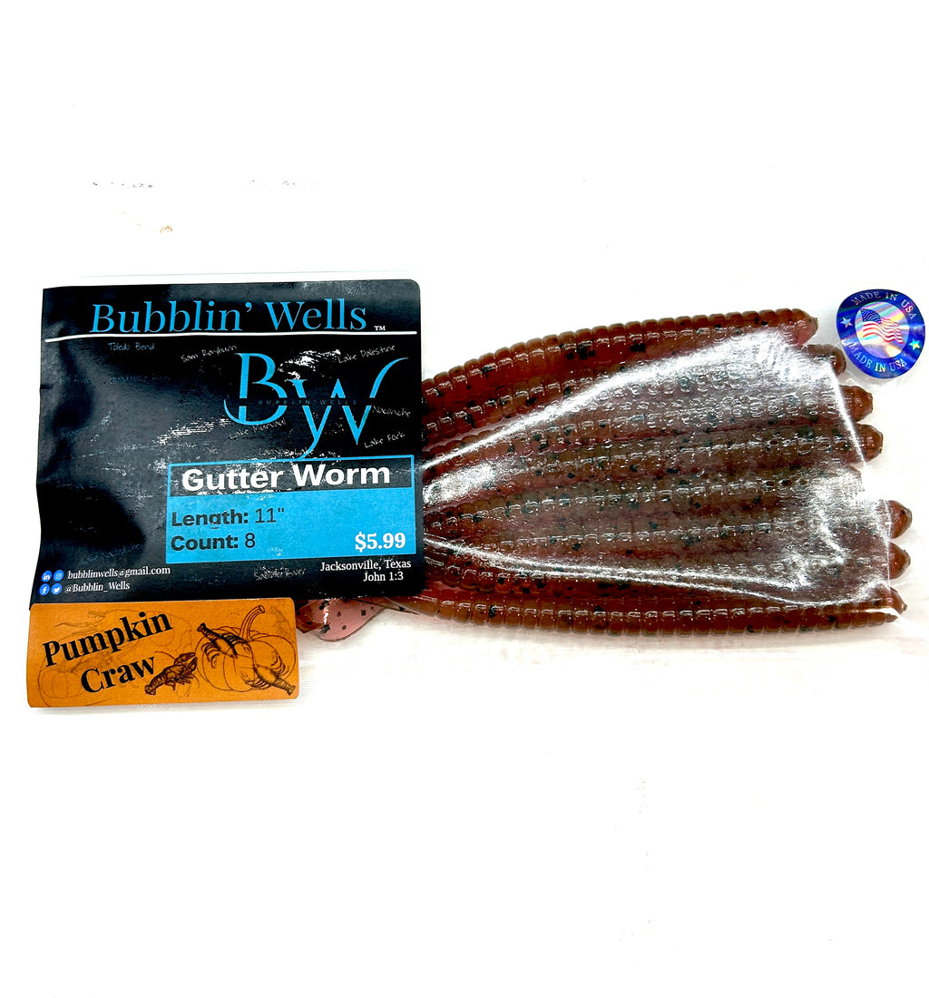Gutter Worm (Pumpkin Craw) 8pk (Blemished Label)