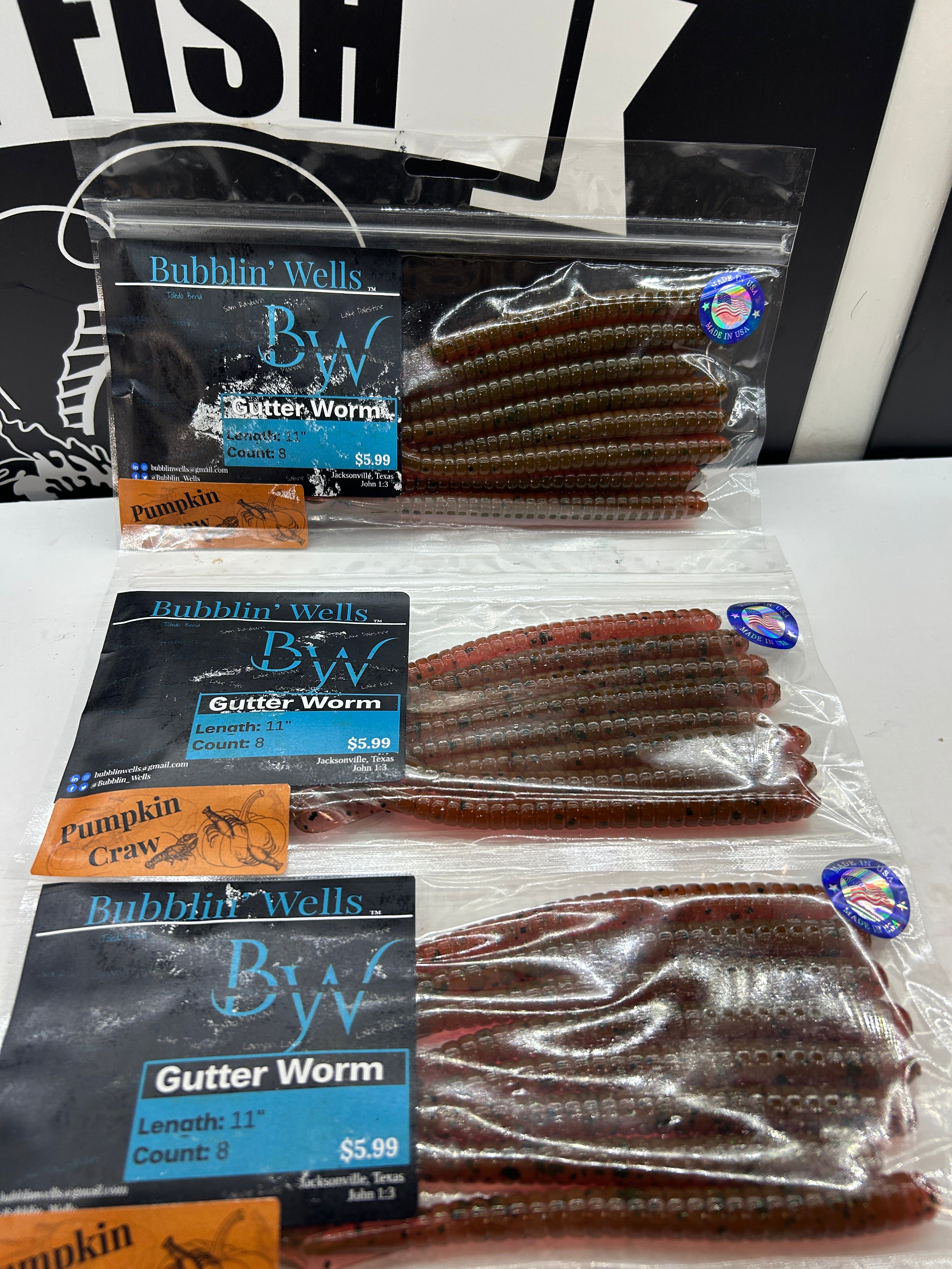 Gutter Worm (Pumpkin Craw) 8pk (Blemished Label)
