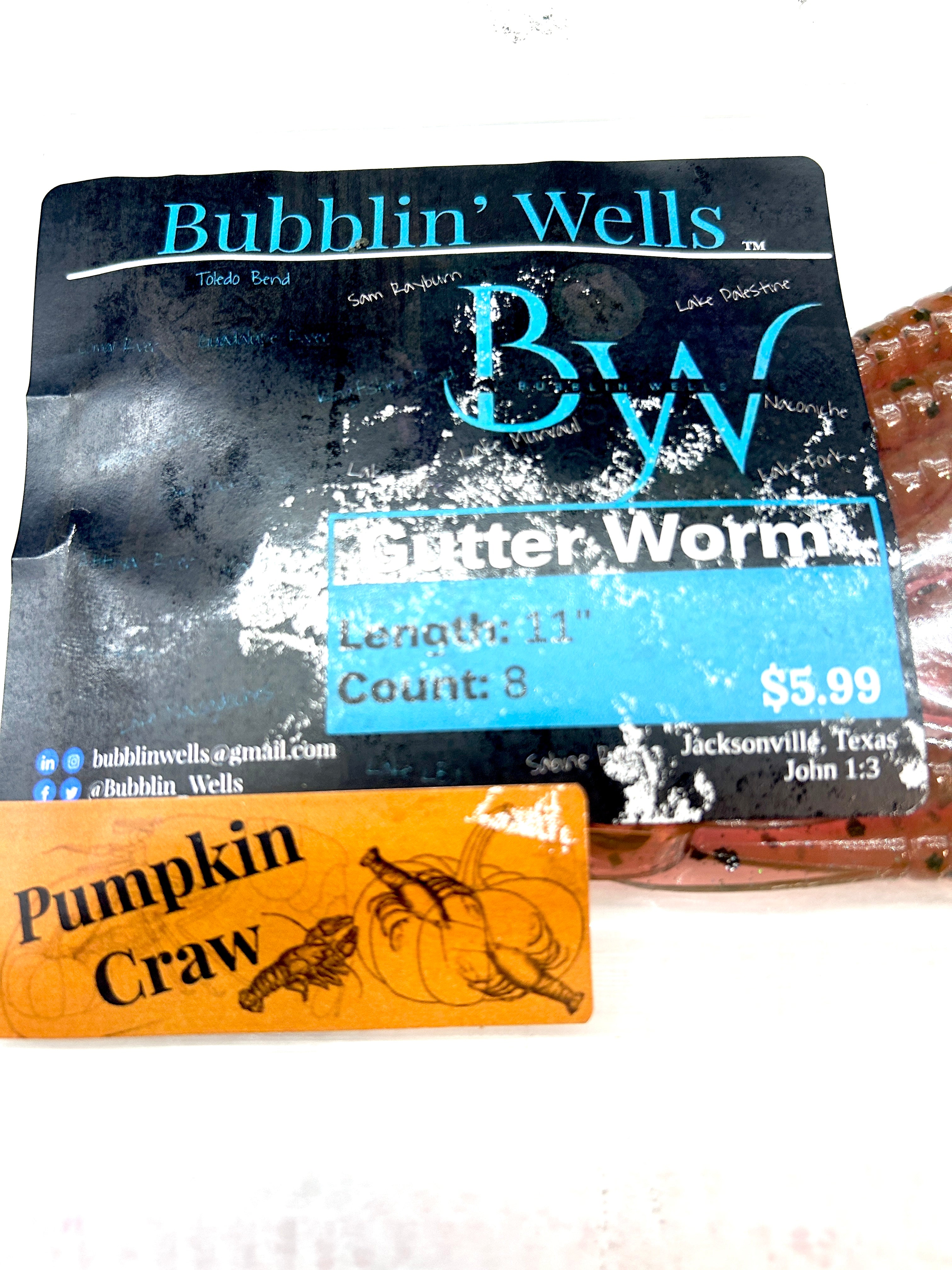 Gutter Worm (Pumpkin Craw) 8pk (Blemished Label)